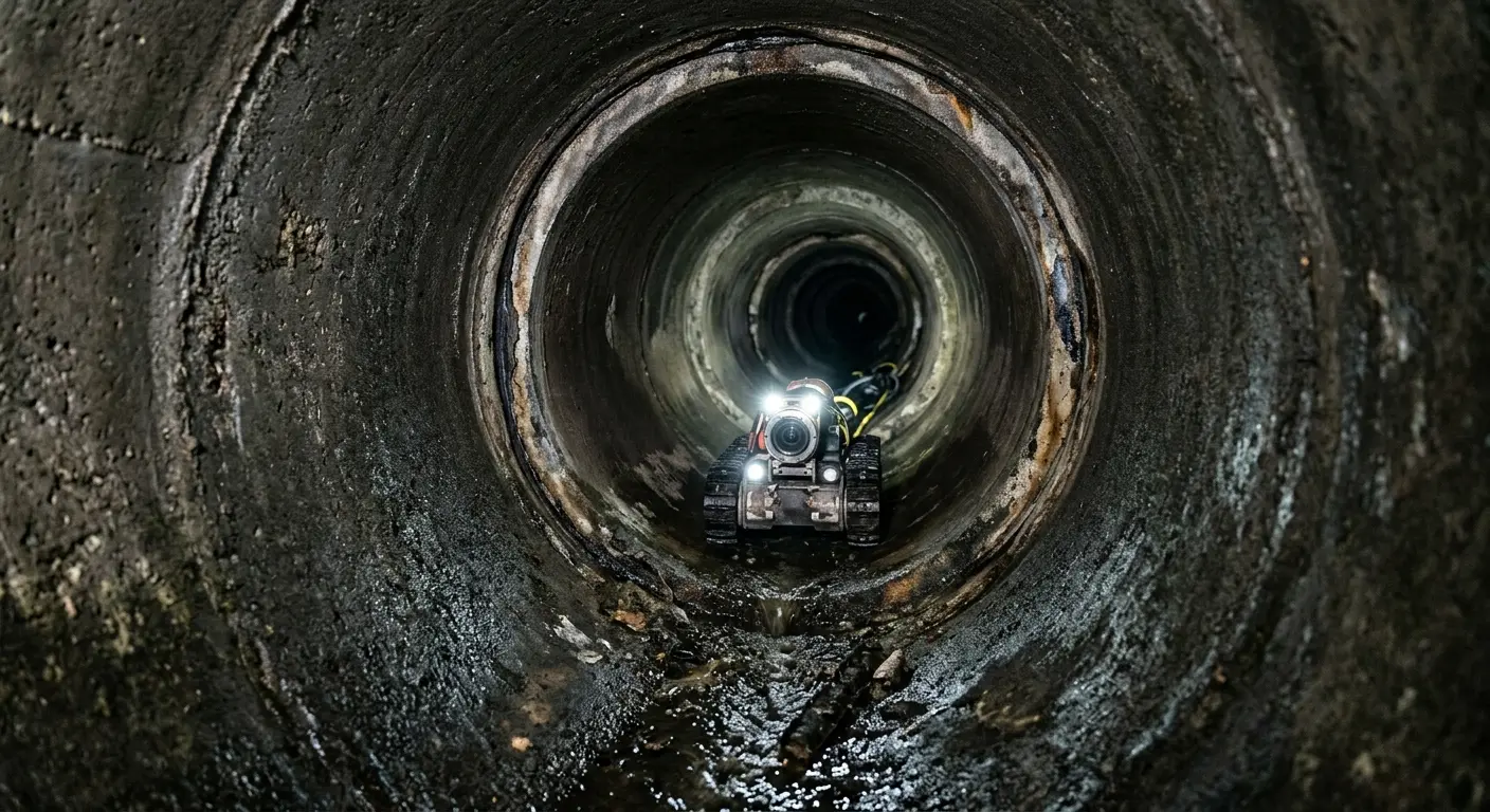Robotic sewer camera inspecting pipe interior for Sewer Line Repair in Charlotte